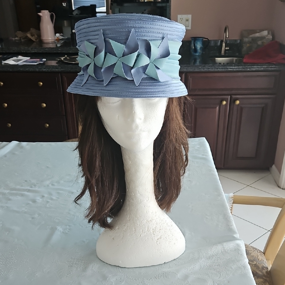 Helens Hats Elegant BlueWomen's Hat with Leather Band Detail